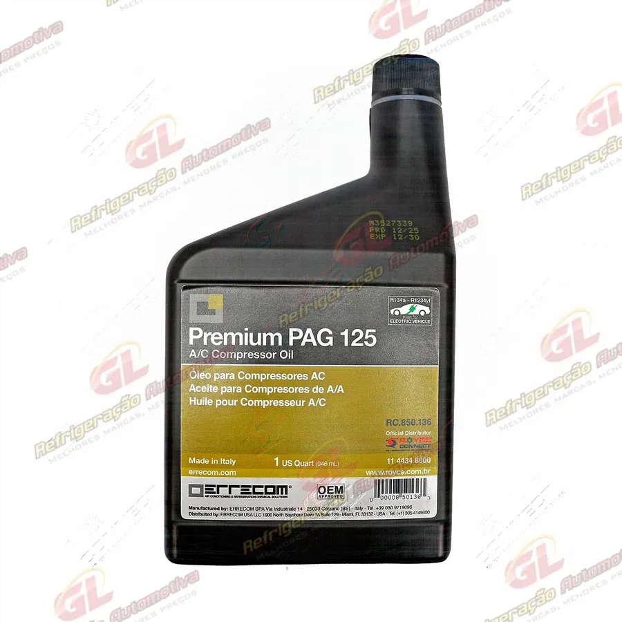Óleo para Compressor ERRECOM R134a Premium PAG 125 946ml