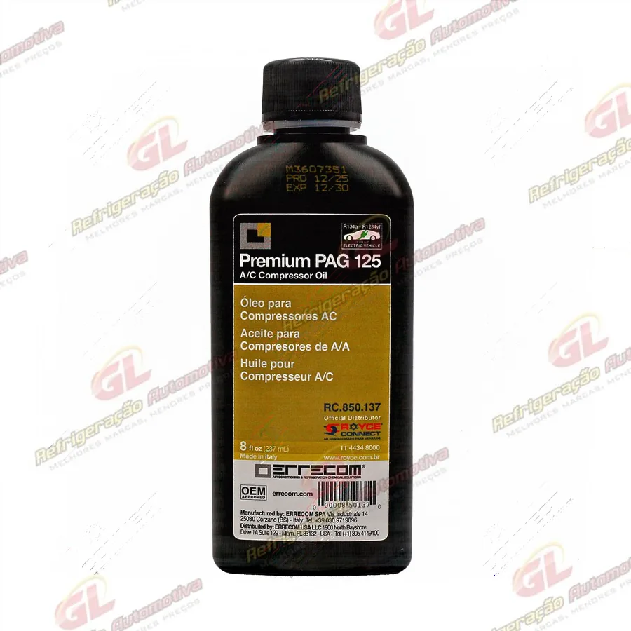 Óleo para Compressor ERRECOM R134a Premium PAG 125 237ml