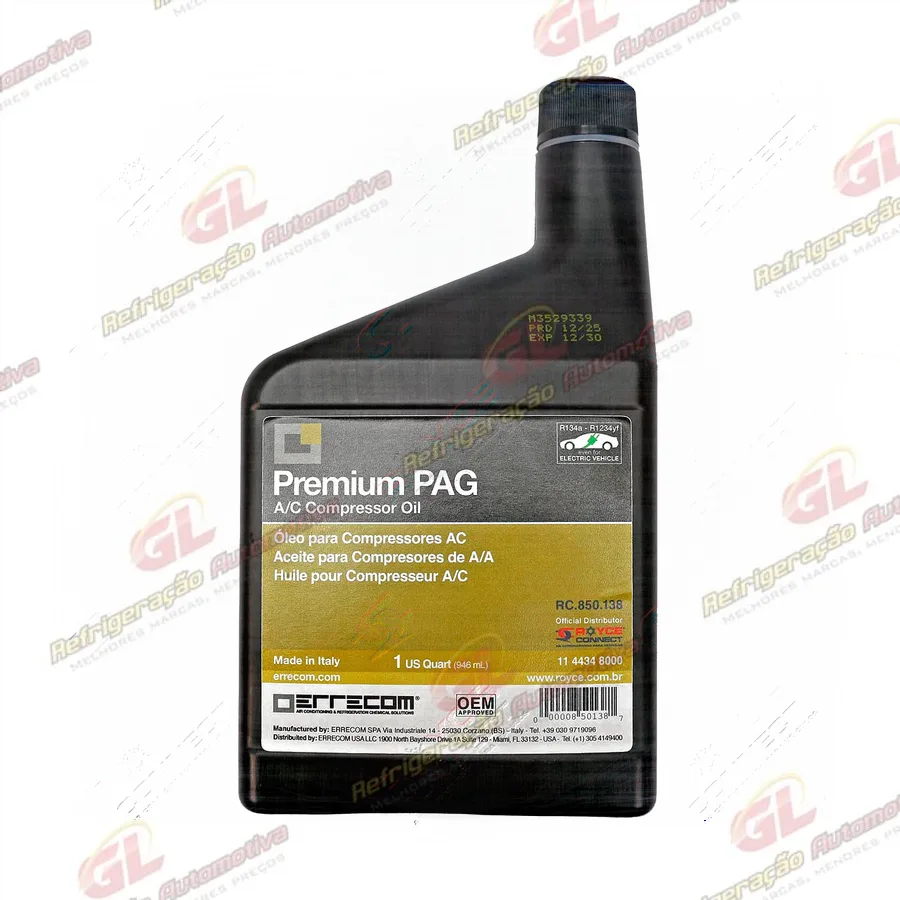 Óleo para Compressor ERRECOM R134a Premium PAG 946ml
