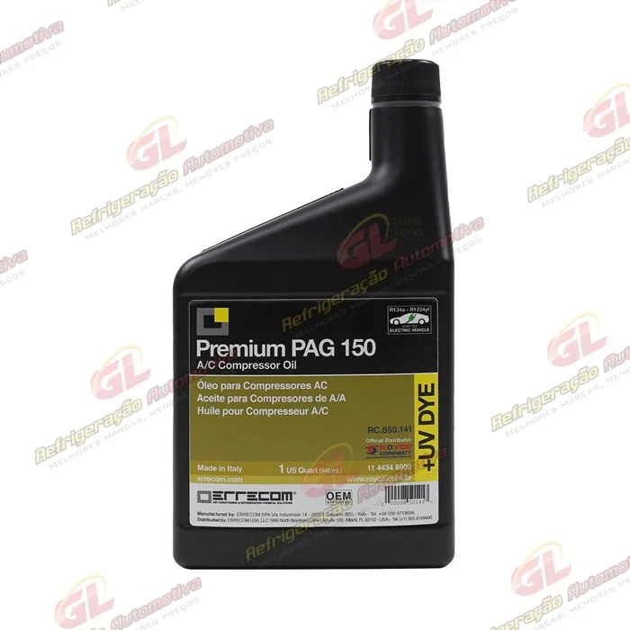 Óleo para Compressor ERRECOM R134a PAG 150 com Contraste Ultravioleta 946ml