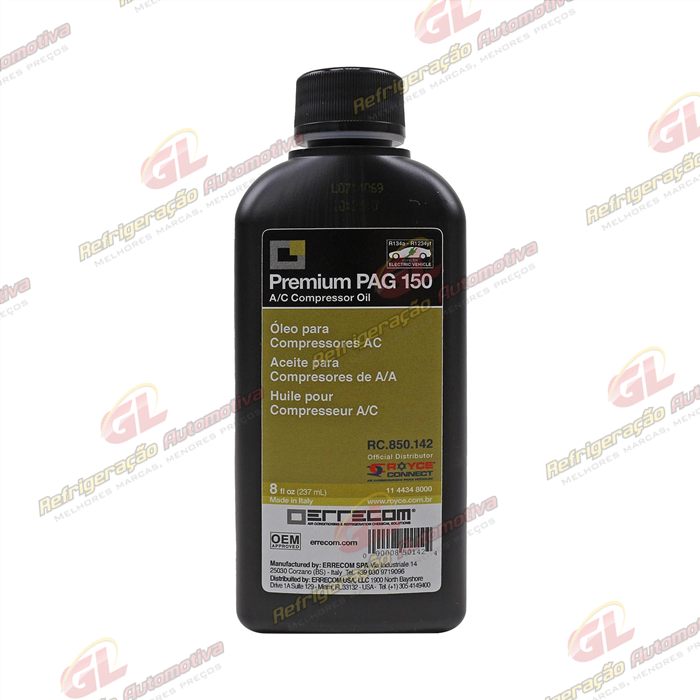 Óleo para Compressor ERRECOM R134a PAG 150 237ml