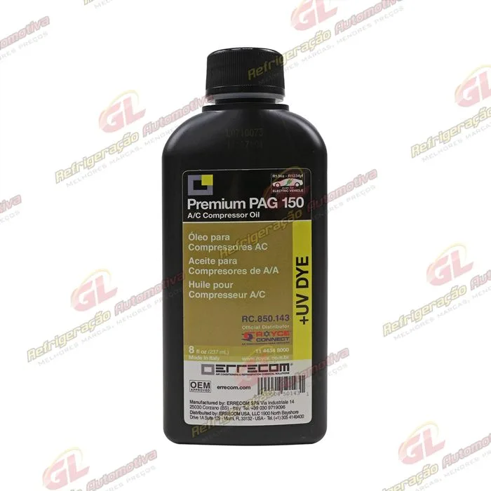 Óleo para Compressor ERRECOM R134a PAG 150 com Contraste Ultravioleta 237ml