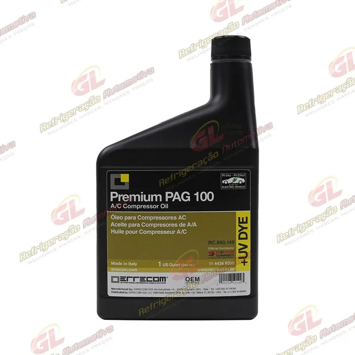 Óleo para Compressor ERRECOM R134a PAG 100 com Contraste Ultravioleta 946ml
