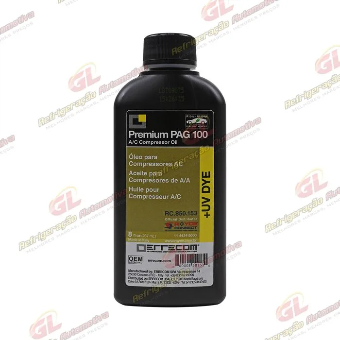 Óleo para Compressor ERRECOM R134a PAG 100 com Contraste 237ml