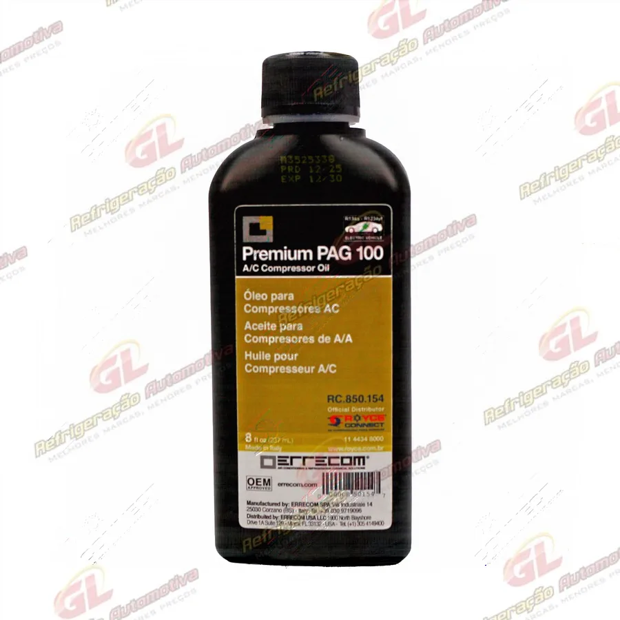 Óleo para Compressor ERRECOM R134a PAG 100 sem Contraste 237ml